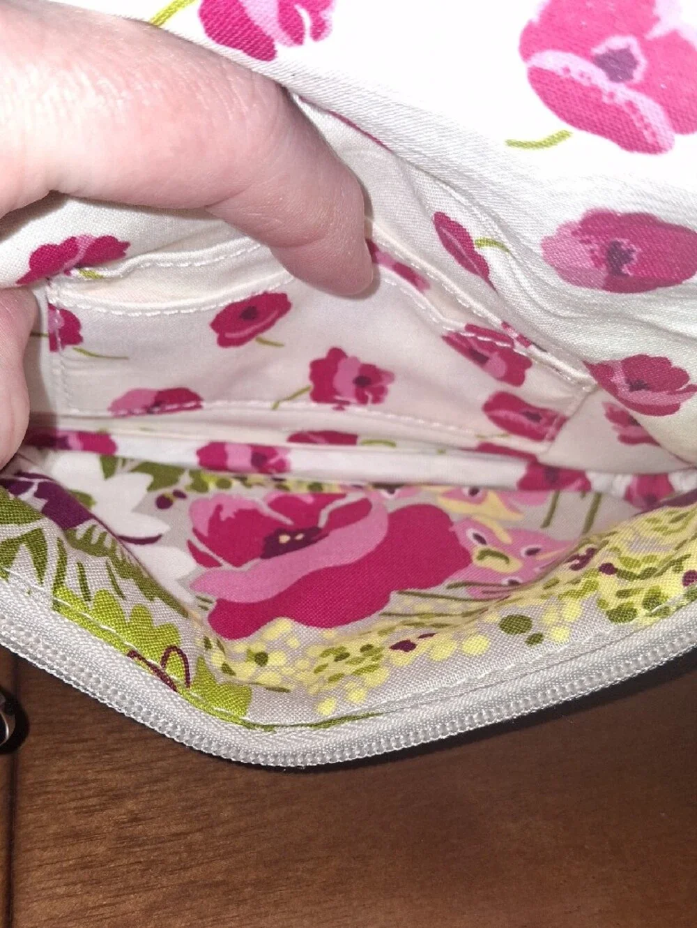 Vera Bradley White Wristlet with Pink Floral Print